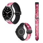 Bracelet montre 22 mm en silicone et cuir v�ritable : diamant rose