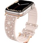 Bracelet de montre bling compatible avec apple watch, bracelet de remplacement en silicone souple scintillant ...