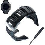 Bracelet de montre, doux en caoutchouc noir de remplacement bracelet de montre avec outil gratuit pour ...