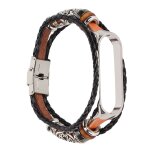 Bracelet de montre intelligente en cuir, style vintage de remplacement pour mi band 6 5 nfc (marron argent) ...