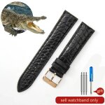 Bracelet de montre en peau de crocodile en cuir vritable pour hommes et femmes, boucle papillon a aiguille ...