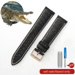 Bracelet de montre en peau de crocodile en cuir vritable pour hommes et femmes, boucle papillon a aiguille ...