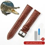 Bracelet de montre en peau de crocodile en cuir vritable pour hommes et femmes, boucle papillon a aiguille ...