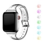 Bracelet a paillettes + etui en verre tremp� pour apple watch, 42mm 38mm 40mm 44mm, bracelet en silicone ...