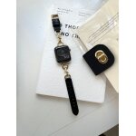 Bracelet rond en cuir de crocodile avec connecteur en forme de q pour apple watch iwatch 10 gnration ...