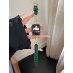 Bracelet rond en cuir de crocodile avec connecteur en forme de q pour apple watch iwatch 10 gnration ...
