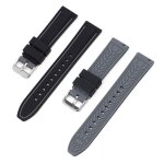 Bracelet en silicone souple compatible avec omega x swatch moonswatch 22 mm noir + gris