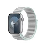 Bracelet sport - crong - nylon - gris pastel - compatible apple watch 38 / 40 / 41 / 42 mm - velcro