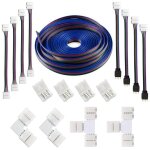 C�ble d'extension de bande led rvb flexible, kits de connecteurs de bandes led, 16, 4 pieds, 5m, 4 broches, ...