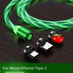 Cble lumineux pour tlphone portable samsung iphone, fil de charge magntique, lumire led, chargeur ...