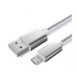 C�ble metal nylon pour lg xpower android chargeur usb / micro usb 1, 5m connecteur tr�ss� - argent
