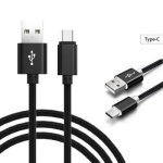 C�ble metal nylon renforc� chargeur usb / type c longueur 2m couleur noir compatible samsung lg sony ...