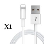 Cable usb 1m blanc renforce chargeur recharge sync pour iphone xs - 256 go