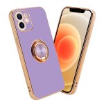 Cadorabo housse compatible avec apple iphone 11 en glossy lilas clair - or avec anneau - etui de protection ...