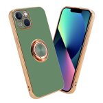 Cadorabo housse compatible avec apple iphone 13 en glossy vert clair - or avec anneau - etui de protection ...