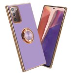 Cadorabo housse pour samsung galaxy note 20 en glossy lilas clair - or avec anneau - etui de protection ...