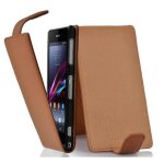 Cadorabo housse compatible avec sony xperia z1 en noisette marron - etui de protection au design flip ...
