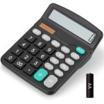 Calculatrices de bureau a energie solaire et a piles - grand ecran lcd a 12 chiffres avec pile aa incluse ...