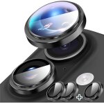 Camera lens protection for iphone 16 / 16 plus, hd tempered glass camera protector + convex aluminium ...