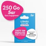 Carte sim prepayee lebara - 250 go 5g (reseau sfr) - appels & sms illimites france - sans engagement ...