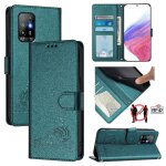 Cas pour oppo reno 5z portefeuille a rabot rfid chat porte - fente pour carte, - vert fonc