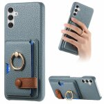 Cas pour samsung galaxy a54 5g cuir texturé premium fentes pour cartes support d'anneau - bleu Cas pour samsung galaxy a54 5g cuir texturé premium fentes pour cartes support d'anneau - bleu
