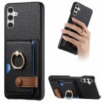 Cas pour samsung galaxy a54 5g cuir texturé premium fentes pour cartes support d'anneau - noir Cas pour samsung galaxy a54 5g cuir texturé premium fentes pour cartes support d'anneau - noir