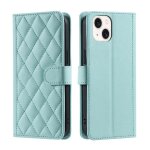 Cas de t�l�phone pour l'iphone 14 plus magn�tique treillis portefeuille flip folio courroie de main porte ...