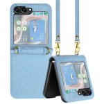 Cas de t�l�phone pour samsung galaxy z flip 5 portefeuille porte - cartes a fentes mod�le litchi flip ...