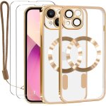 Case for iphone 13 with 2 x tempered glass and camera protector, case with magsafe magnetic for iphone ...