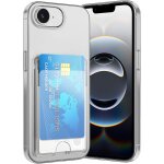 Case for iphone 16e with card holder, soft tpu silicone transparent camera protection case wallet case ...