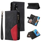Case for oppo f19 / a74 4g two - color stitching kickstand protective zipper wallet style with card slot ...