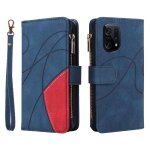Case for oppo find x5 nine card slots zipper wallet style two - color stitching kickstand protective ...