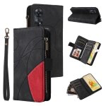 Case for oppo reno 8t 4g two - color stitching zipper wallet style kickstand protective with card slot ...