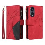 Case for oppo reno 8t 5g nine card slots two - color stitching kickstand protective zipper wallet style ...