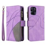 Case for realme 9i 5g two - color stitching zipper wallet style nine card slots with card slot stand ...