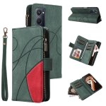 Case for realme 9i kickstand protective nine card slots two - color stitching with card slot stand zipper ...