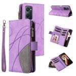 Case for realme 9i zipper wallet style two - color stitching kickstand protective with card slot stand ...