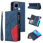 Case for realme c12 / c15 kickstand protective two - color stitching nine card slots zipper wallet style ...