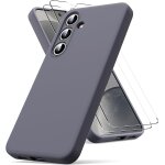 Case compatible with samsung galaxy s24, 2 tempered glass screen protector, liquid silicone soft tpu ...