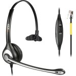 Casque de téléphone avec microphone antibruit, casque mono rj9 pour téléphone de bureau compatible avec ... Casque de téléphone avec microphone antibruit, casque mono rj9 pour téléphone de bureau compatible avec ...