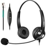 Casque t�l�phonique fixe avec microphone antibruit, casque rj9 t�l�phone polycom vvx411 avaya 9508 mitel ...