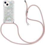 Cfus - collier pour iphone 14 (6. 1) coque - dgrad glitter liquide filles femmes etui etincelle etui ...