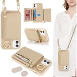 Cfus - coque pour iphone 11 etui avec cordon collier sangle r�glable, housse en cuir avec anneau etui ...