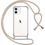 Cfus - coque pour iphone 12 mini avec cordon, transparente silicone housse avec rglable de collier anti ...