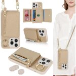 Cfus - coque pour iphone 15 pro max etui avec cordon collier sangle r�glable, housse en cuir avec anneau ...