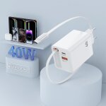 Chargeur 40 w prise rétractable pour ipad iphone 15 16 avec câble usb c 2. 1ft 3 en 1 essentiels de voyage, ... Chargeur 40 w prise rétractable pour ipad iphone 15 16 avec câble usb c 2. 1ft 3 en 1 essentiels de voyage, ...