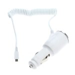 Chargeur allume cigare universel intgr cble micro - usb 1m de long pour samsung - couleur: blanc