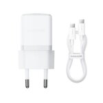 Chargeur baseus palm fast charger usb - c 30w blanc + c�ble usb - c 60w 1m blanc