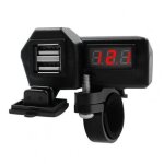 Chargeur etanche double usb noir pour moto, 80%, chargeur de t�l�phone 10 24v, voltm�tre, affichage, ...
